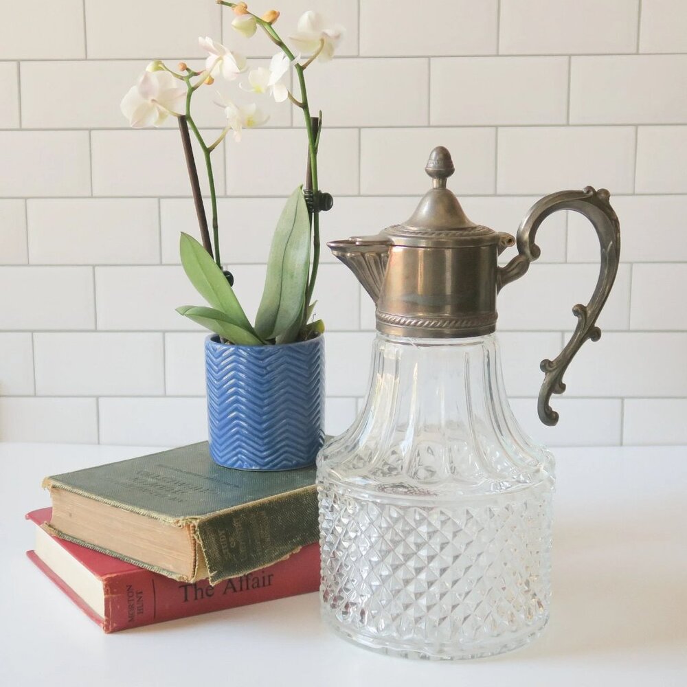 Vintage Glass and Silver Plated Pitcher/Carafe